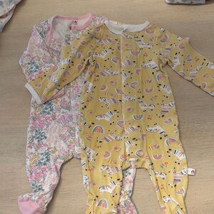 Magnetic me size 3 to 6 months, yellow, zebra and pink floral pattern